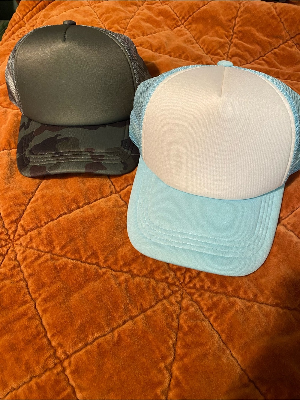 Blank Trucker Cap - Light Blue & Gray Camouflage